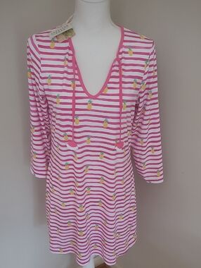 NWT!  Capelton Road Stripes & Pineapple Beach Dress. Large